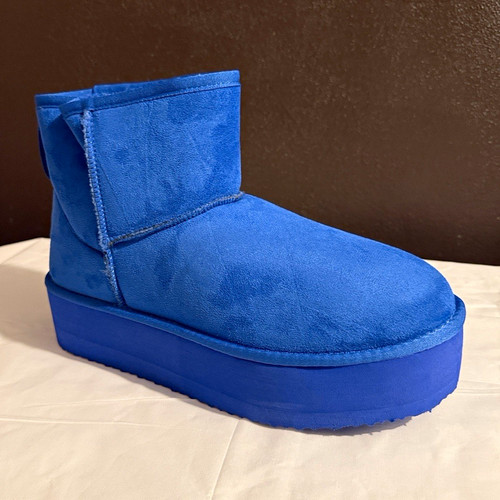 Women blue suede platform - suede,
