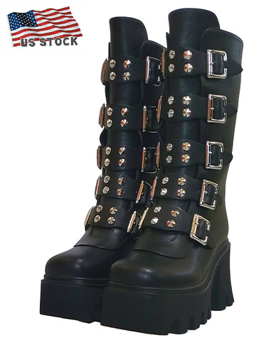 Women black gothic platform - black,